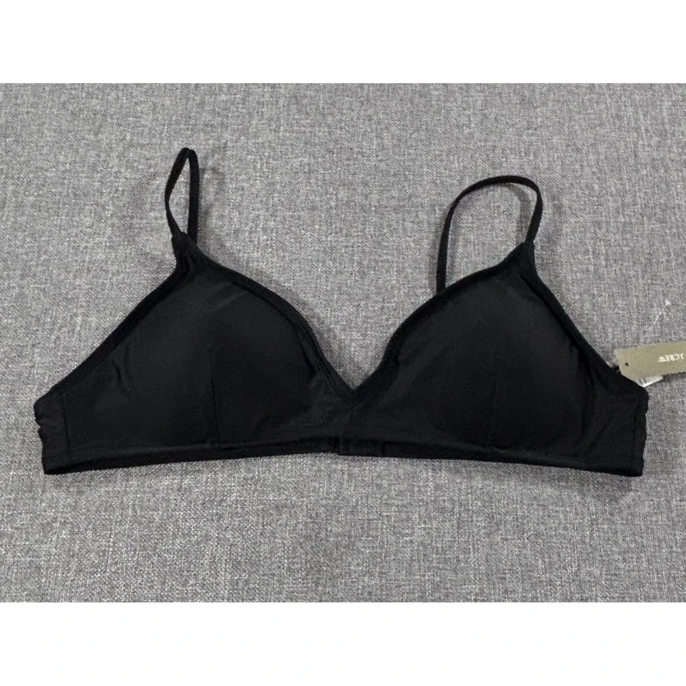 J.Crew Women Triangle Bikini Top XXL Black Recycled Adjustable Straps BC112 NEW